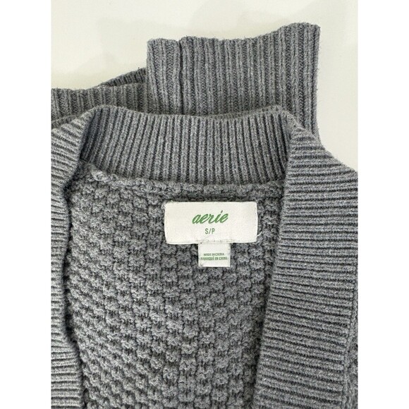 Aerie Long Gray Cotton Varsity Cardigan Sweater Women’s S Oversize Boyfriend - Picture 3 of 8